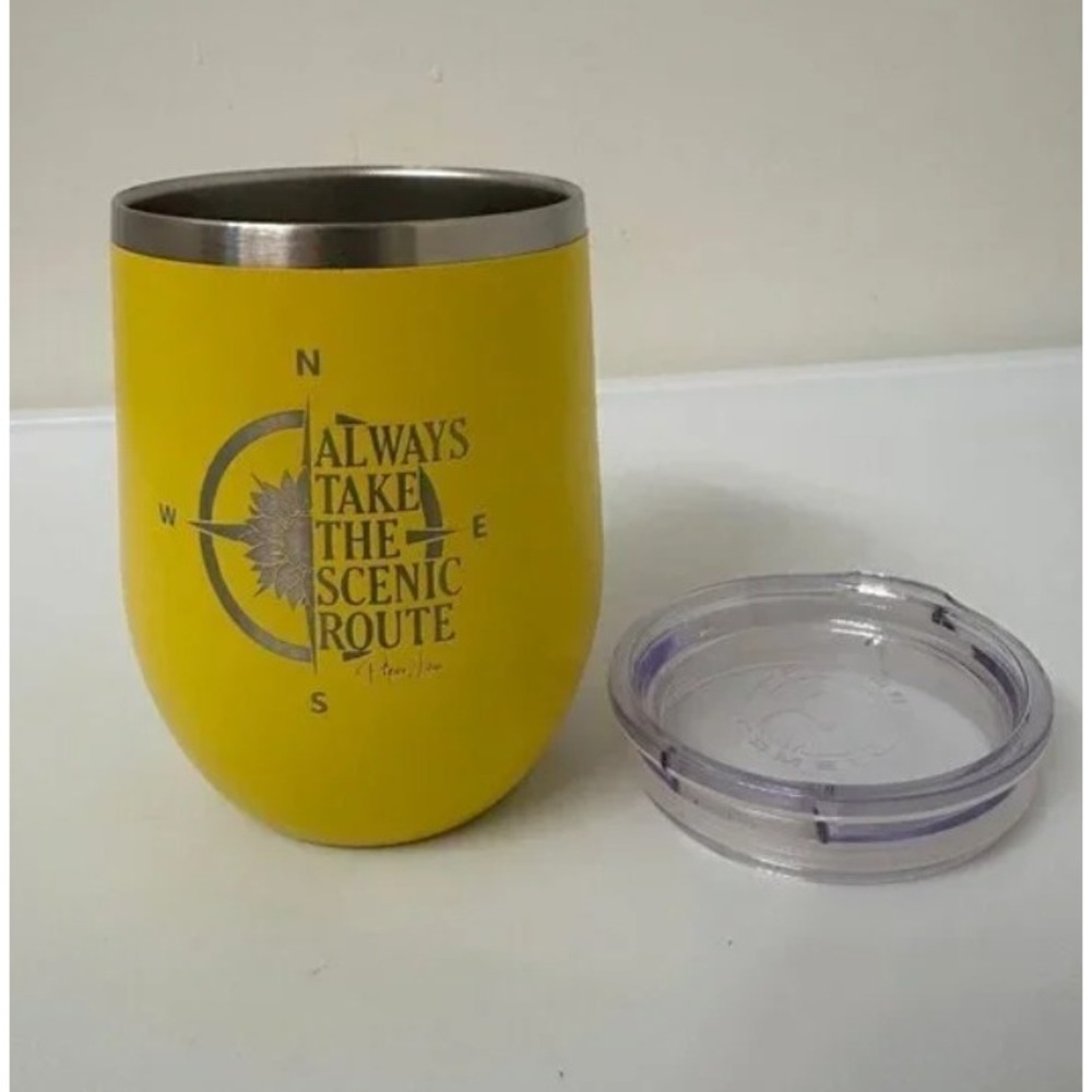 Piper Lou Insulated Tumbler Always Take The Scenic Route Travel Cup Yellow